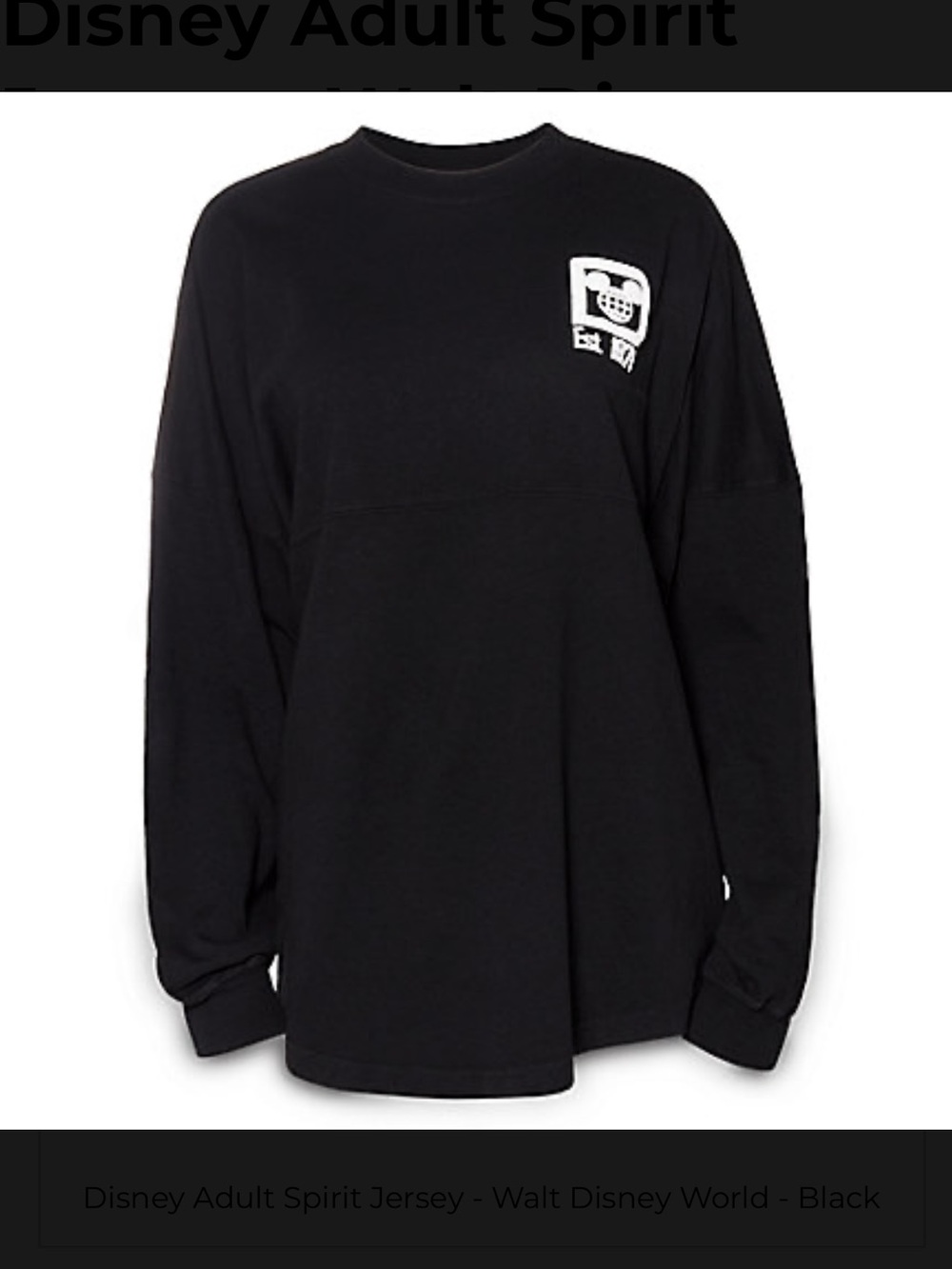Disney Adult Spirit Jersey - Walt Disney
World - Black